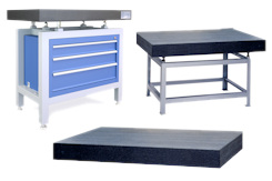 Measuring Plates / Control Plates made from Granit ''Impala'' or Ceramic. Flatness to DIN 876, Accuracy 00, 0 and 1. Stand with and without Cabinet and Accessories (Table Adjustment)