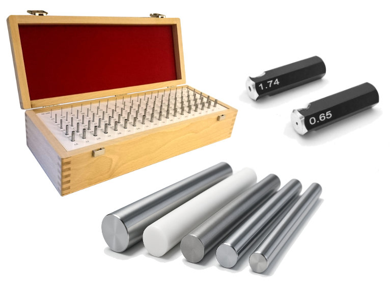 Measuring Pins in a Set and single Measuring Pins from 0,01 mm to 20mm. For checking and measuring of bores, boredistances, as setting-gauge for measuring-instruments, for checking of internal- and external-tooth system and many other practicabilities.