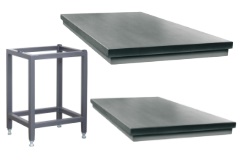 Straightening Plates, solid or ribbed construction, special wear resistant steel casting, Surfaces and four sides fine planed. Stands, suitable for straightening plates, solid angular steel construction.