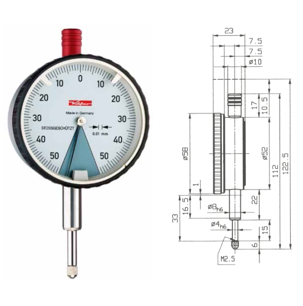 Error Free Dial Gauge SI-100 0 - 0,8 mm KA10232